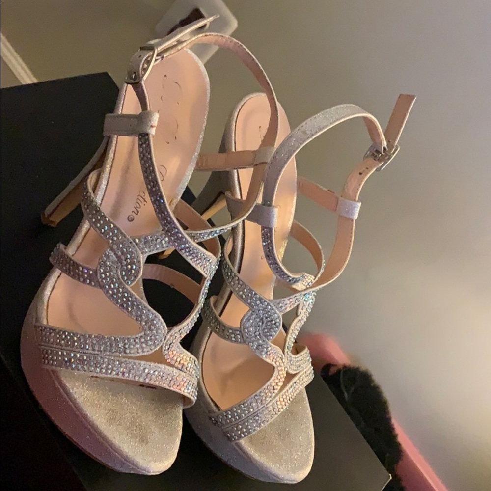 Silver Rhinestone heels